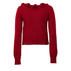 Red 3D Flowers Knit Cardigan