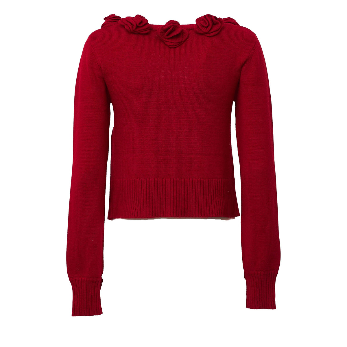 Red 3D Flowers Knit Cardigan