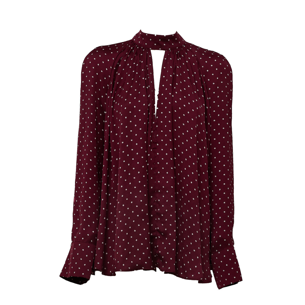 Kitty Dot Satin Bow Shirt