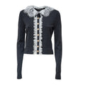 Grey Lace Collar Knit Cardigan