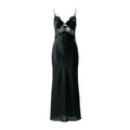 Polka Dot Satin Lace Maxi Dress
