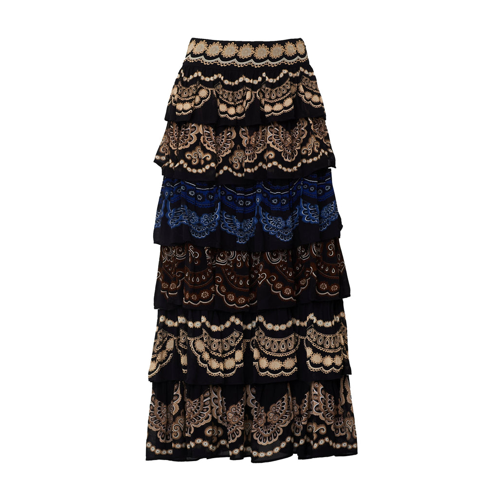 Nicole Black Ruffled Maxi Skirt