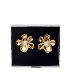 Gold Pearl Flower Earrings