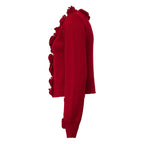 Red 3D Flowers Knit Cardigan