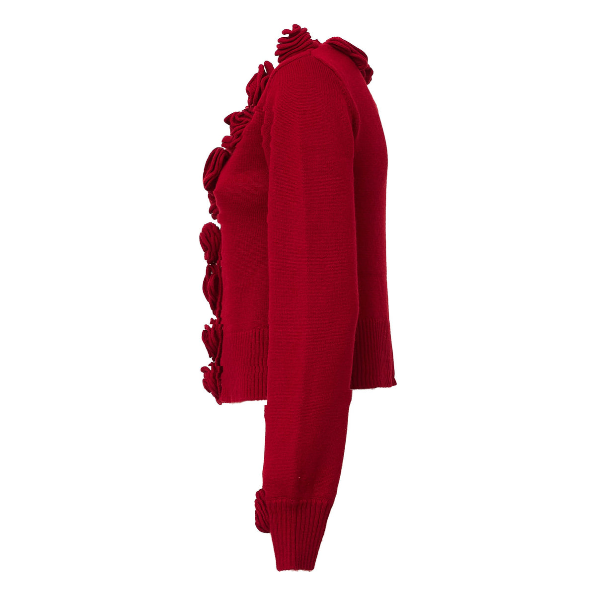 Red 3D Flowers Knit Cardigan