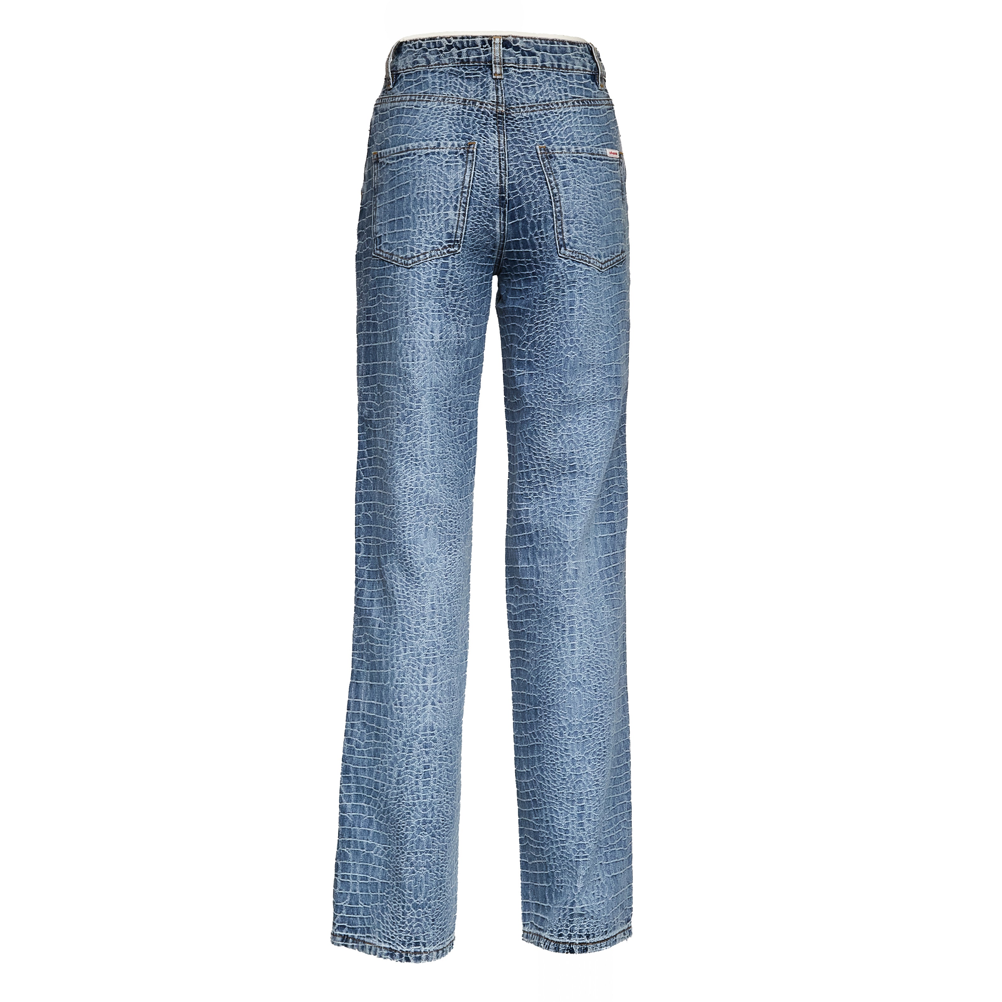 Croc Effect Straight Leg Jeans