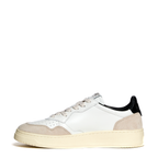 Sneakers Medalist Low In Pelle E Suede Bianca, Black Con Lettering