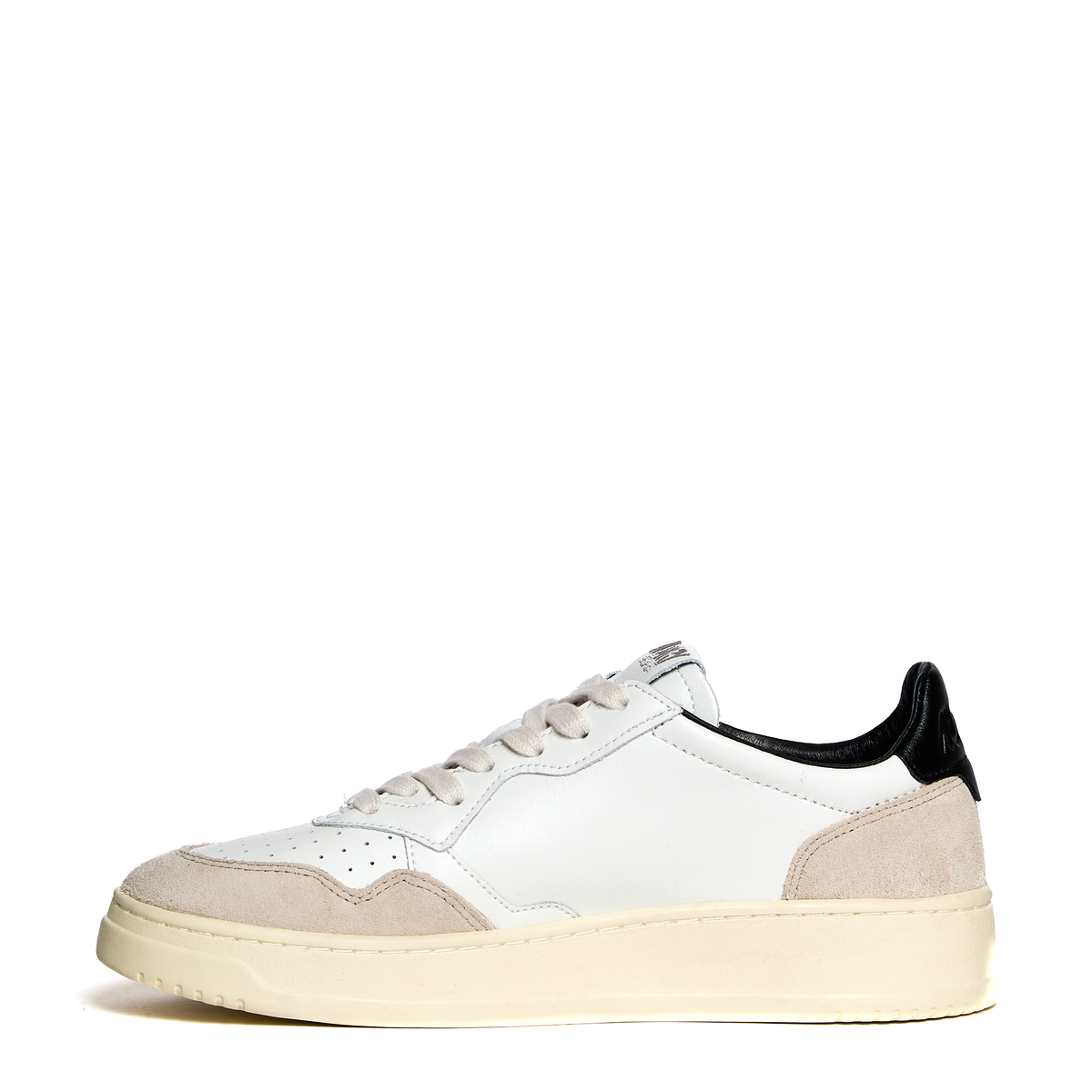 Sneakers Medalist Low In Pelle E Suede Bianca, Black Con Lettering