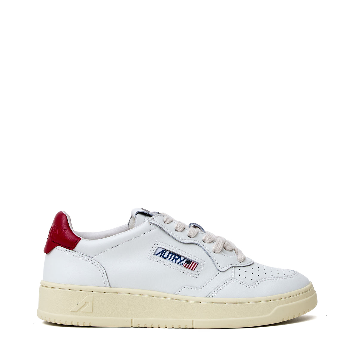 Sneakers Medalist Low In Pelle Bianca, Deep Claret