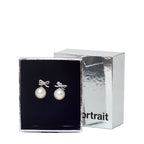 Crystal Bow Pearl Back Earrings