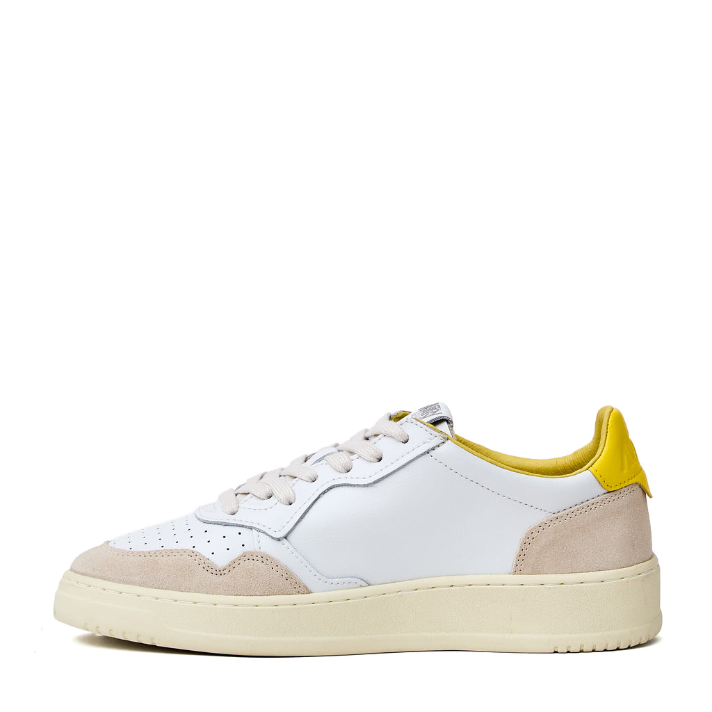 Sneakers Medalist Low In Pelle, Suede Bianca, Slicker Con Lettering