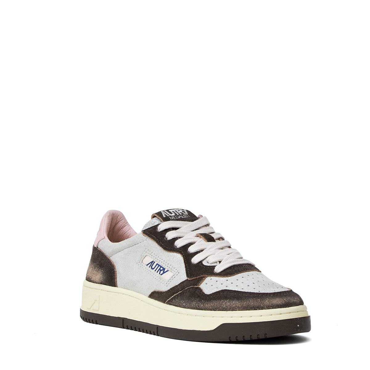 Sneakers Medalist Low In Suede Larminato Argento, Mustang Sugar