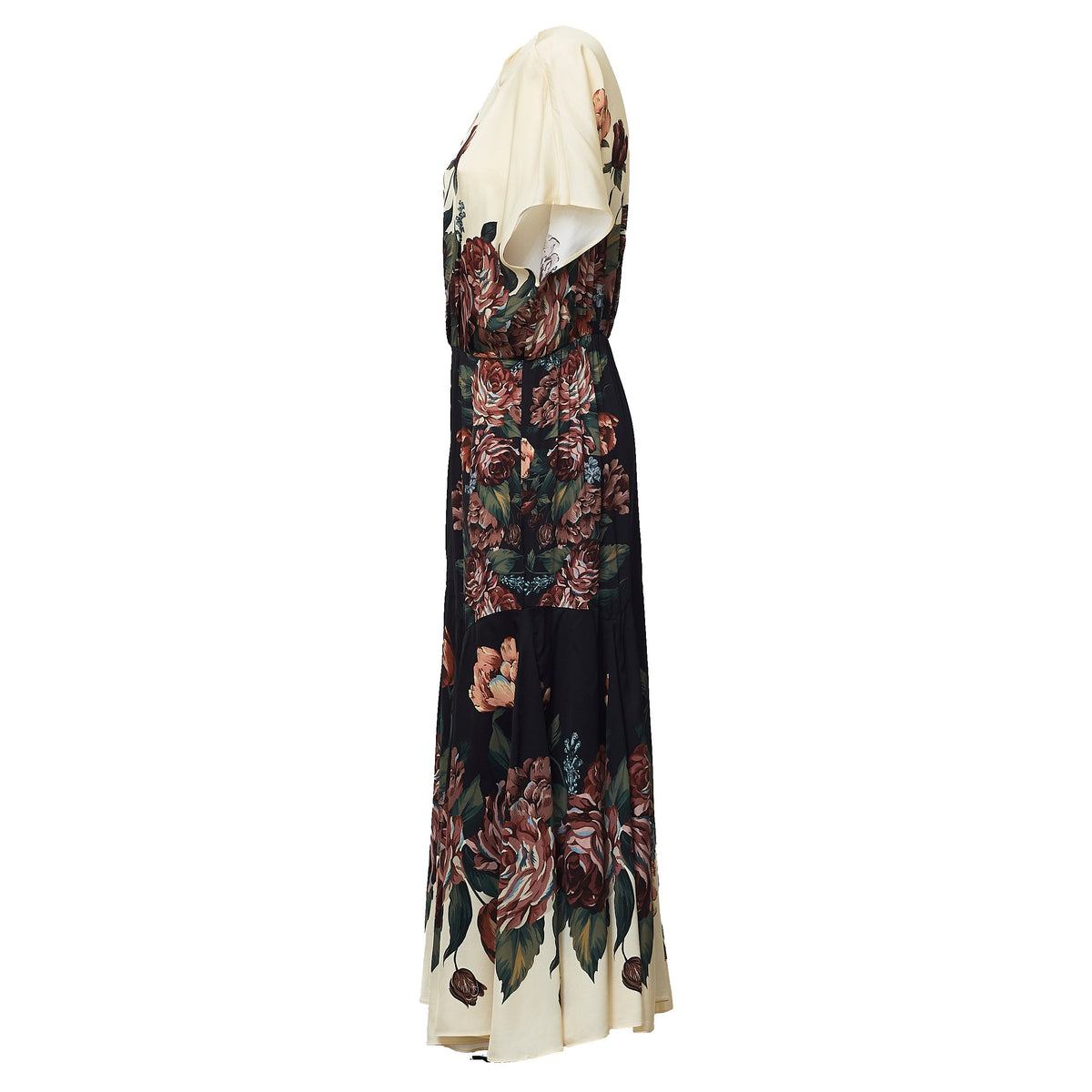 Winter Floral Cream Maxi Dress
