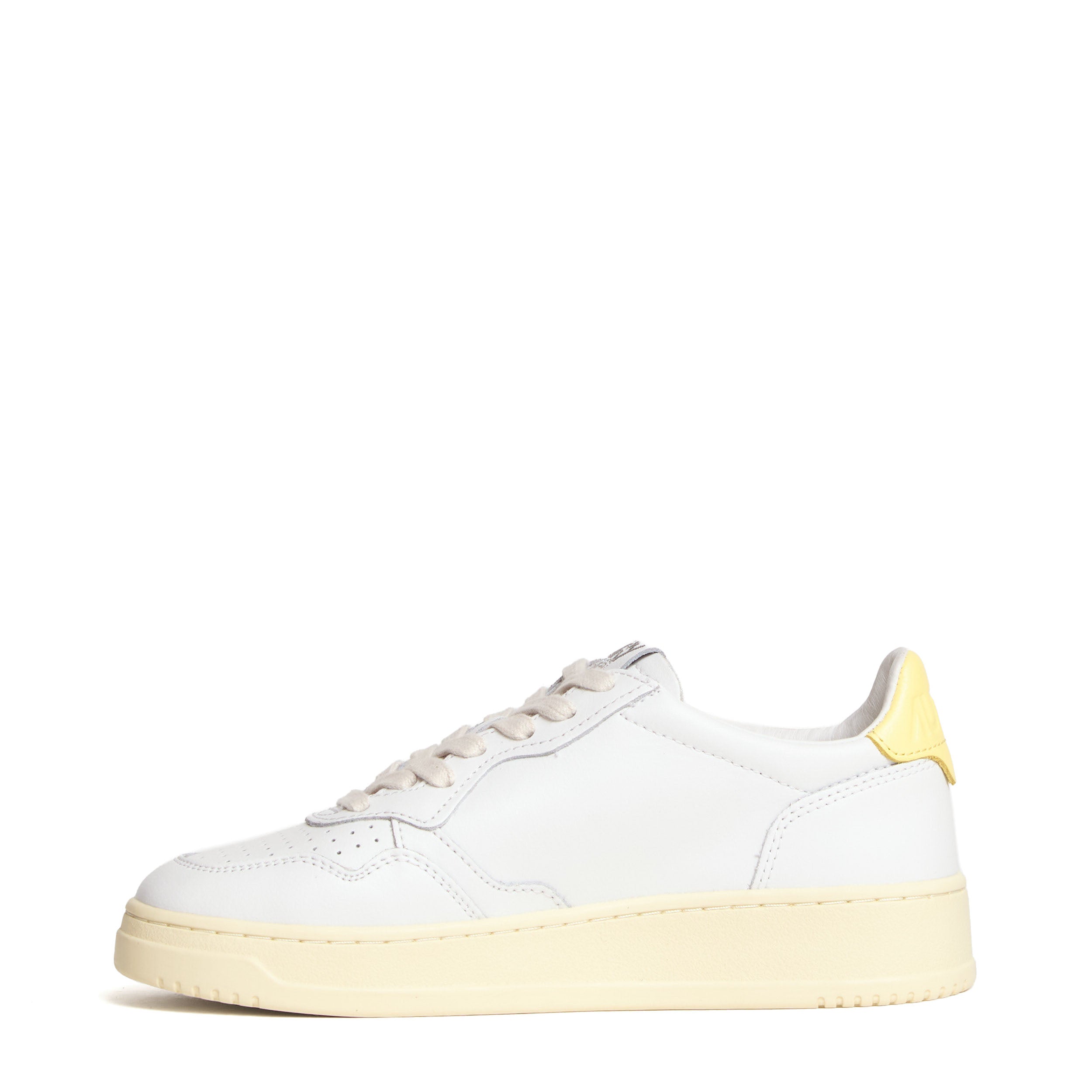 Sneakers Medalist Low In Pelle Bianca, Lemon Meringue