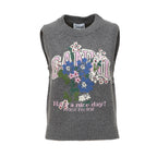 Graphic Wool Vest Flowers