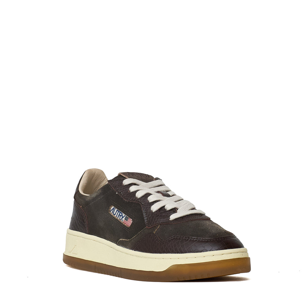 Sneakers Medalist Low In Suede, Stampa Cocco Mustang, Marrone