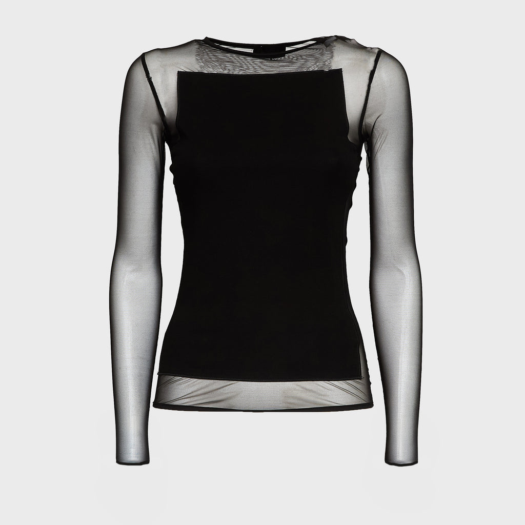Maglia Girocollo Slim In Cotone Tulle