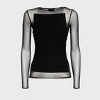 Maglia Girocollo Slim In Cotone Tulle