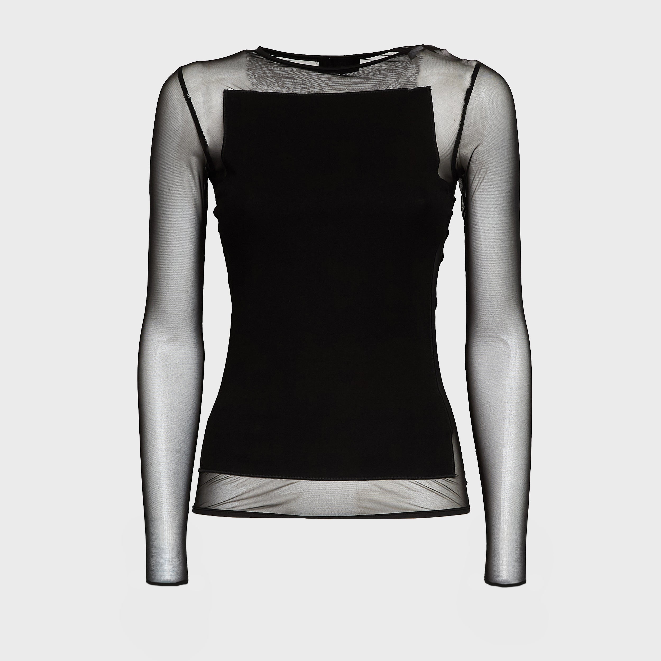 Maglia Girocollo Slim In Cotone Tulle