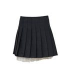 Grey pleated mini skirt