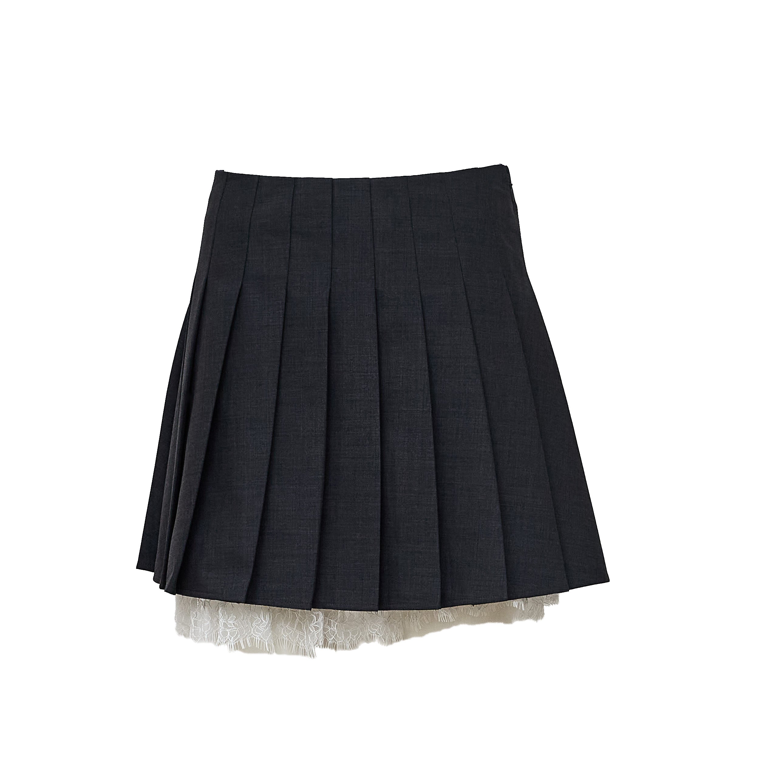Grey pleated mini skirt
