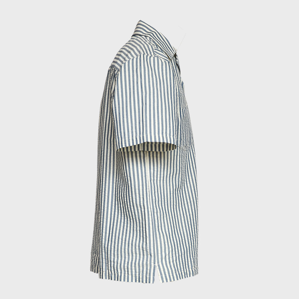 S/S Leavel Stripe Shirt Cotton, Polyester Seersucker
