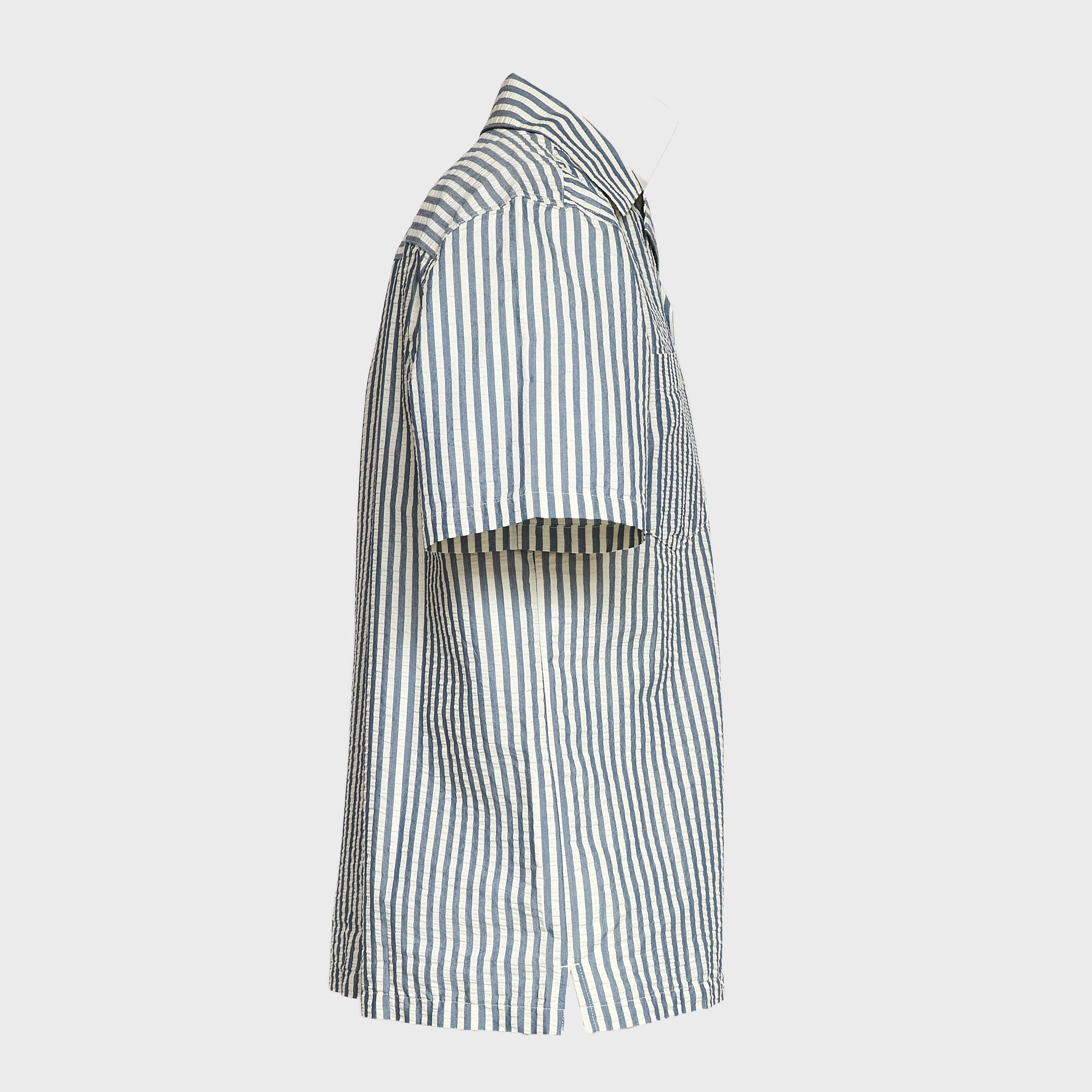 S/S Leavel Stripe Shirt Cotton, Polyester Seersucker