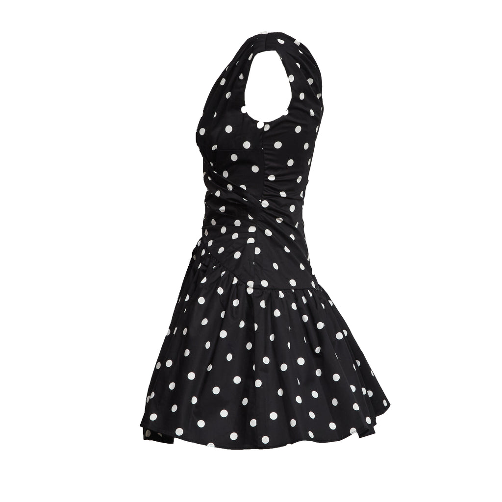 Black Polka Dot Cotton Mini Dress