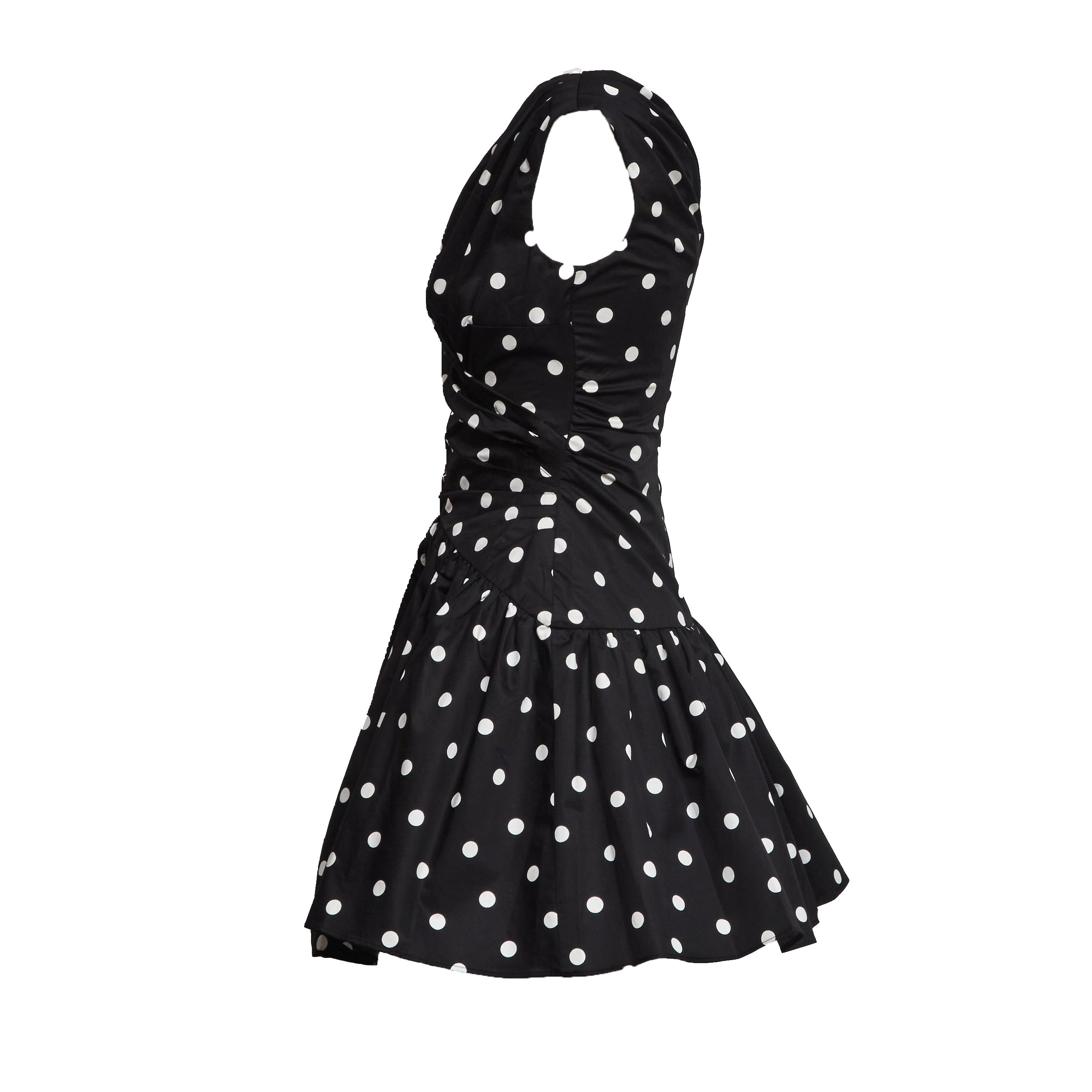 Black Polka Dot Cotton Mini Dress
