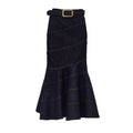 Indigo Denim Belted Midi Skirt