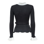 Grey Ribbed Knit Cardigan