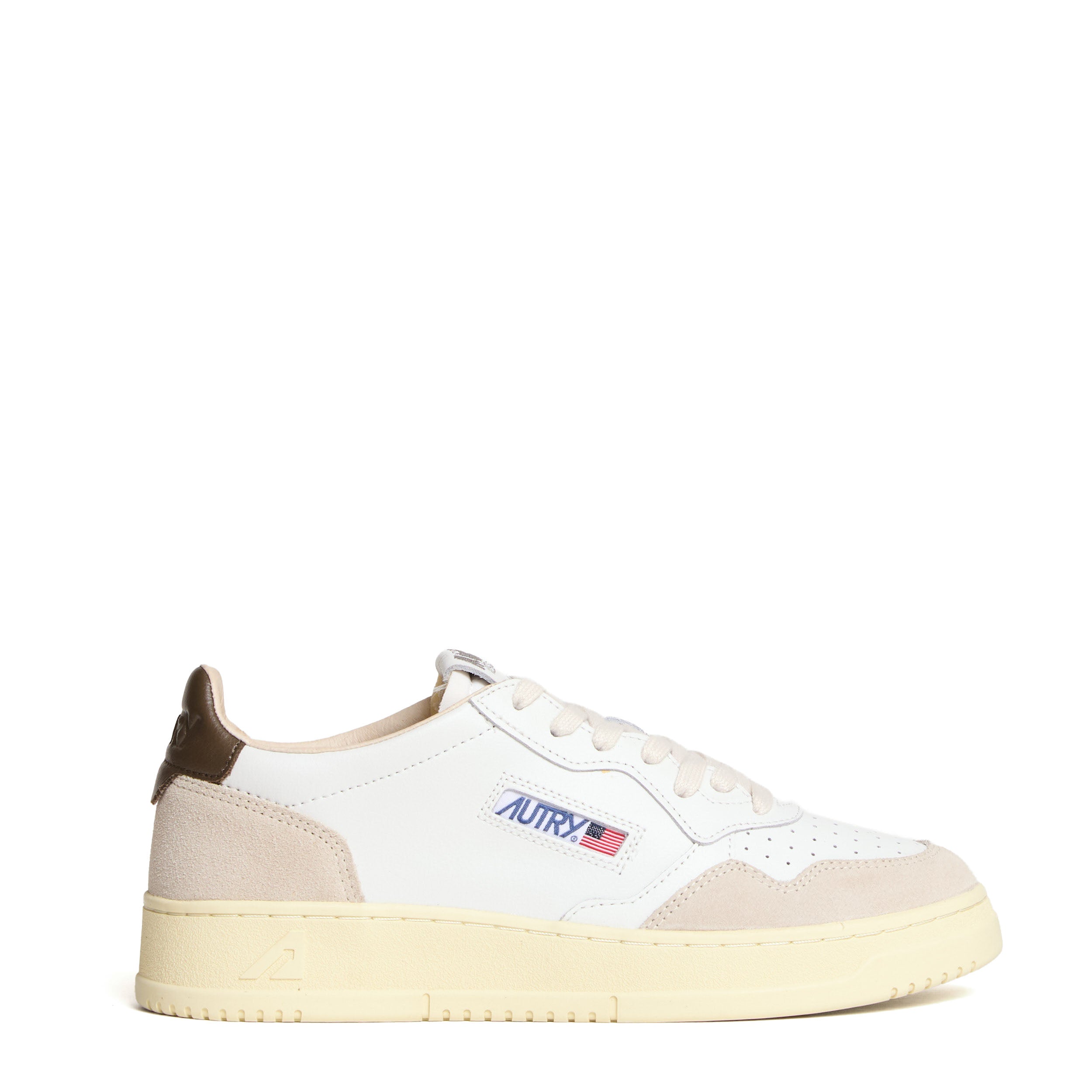 Sneakers Medalist Low In Pelle E Suede Bianco, Teak