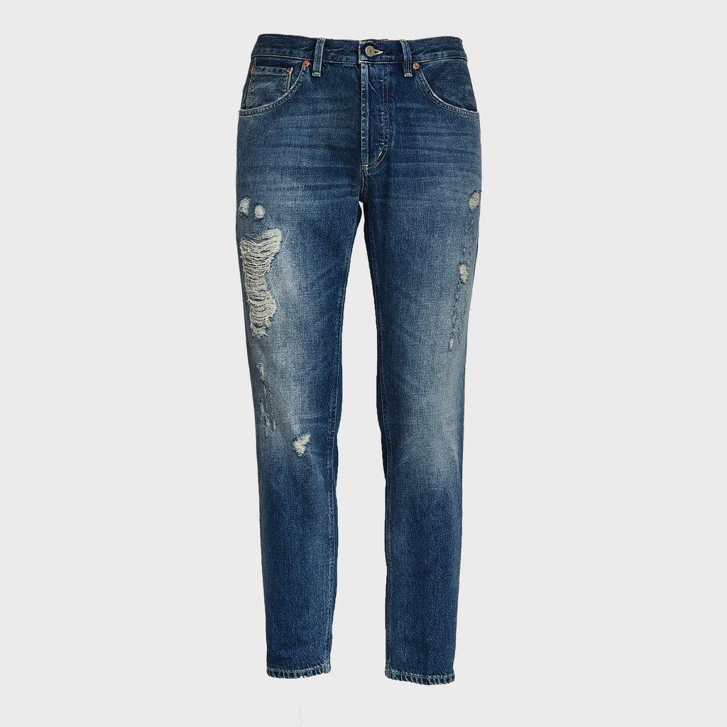 Jeans Brighton In Denim Blu Fisso Con Rottura Rammendata