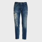 Jeans Brighton In Denim Blu Fisso Con Rottura Rammendata