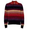 Chenille Striped Long Sleeve Polo Horse Patch