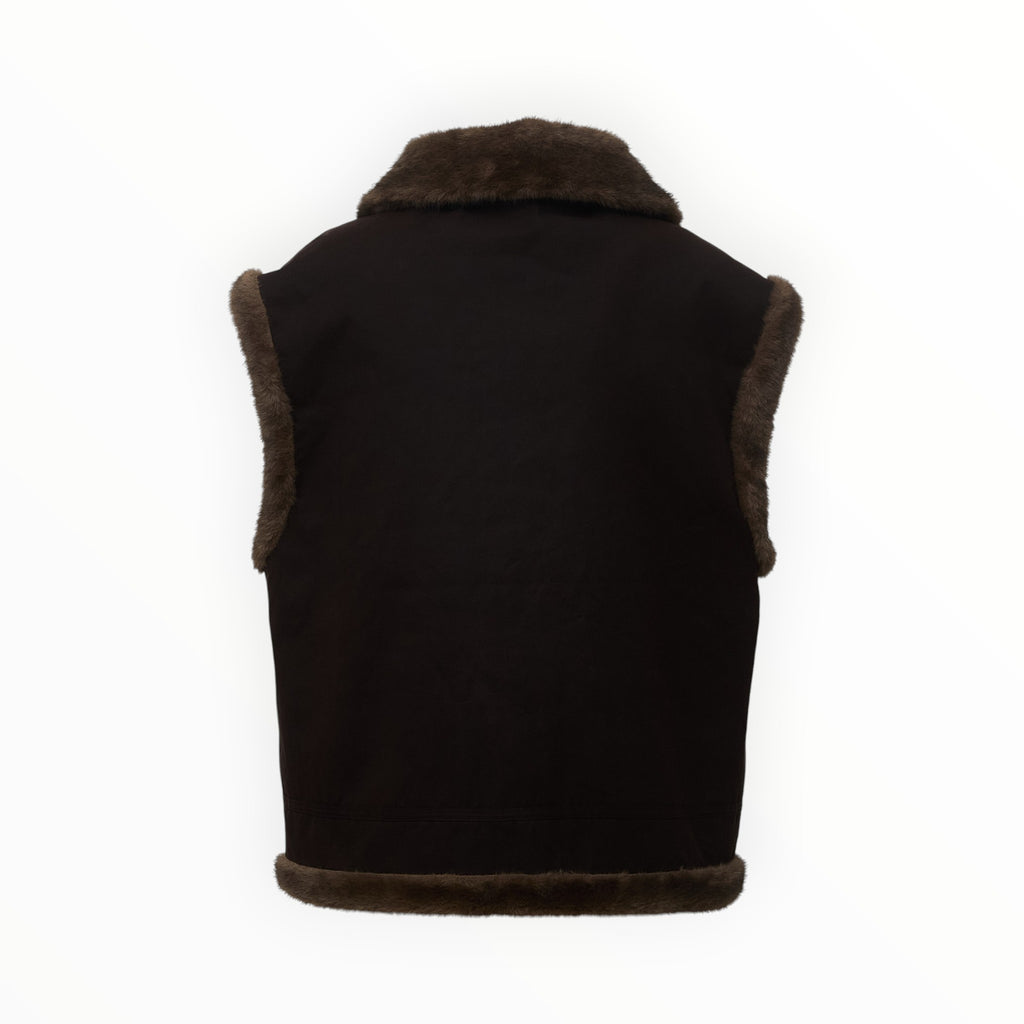 Hesketh Wax Fur Shearling Gilet With Collar