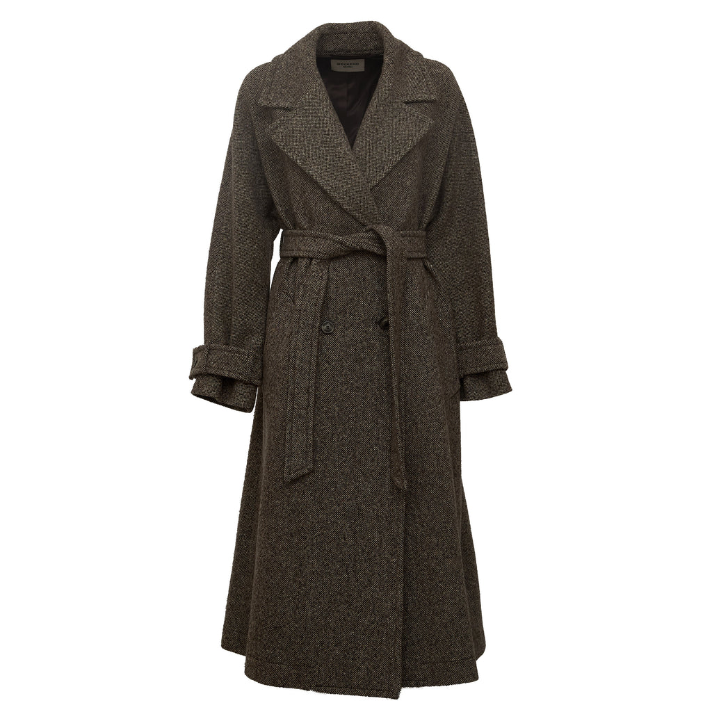 Cappotto Tema In Tweed Lana, Nylon