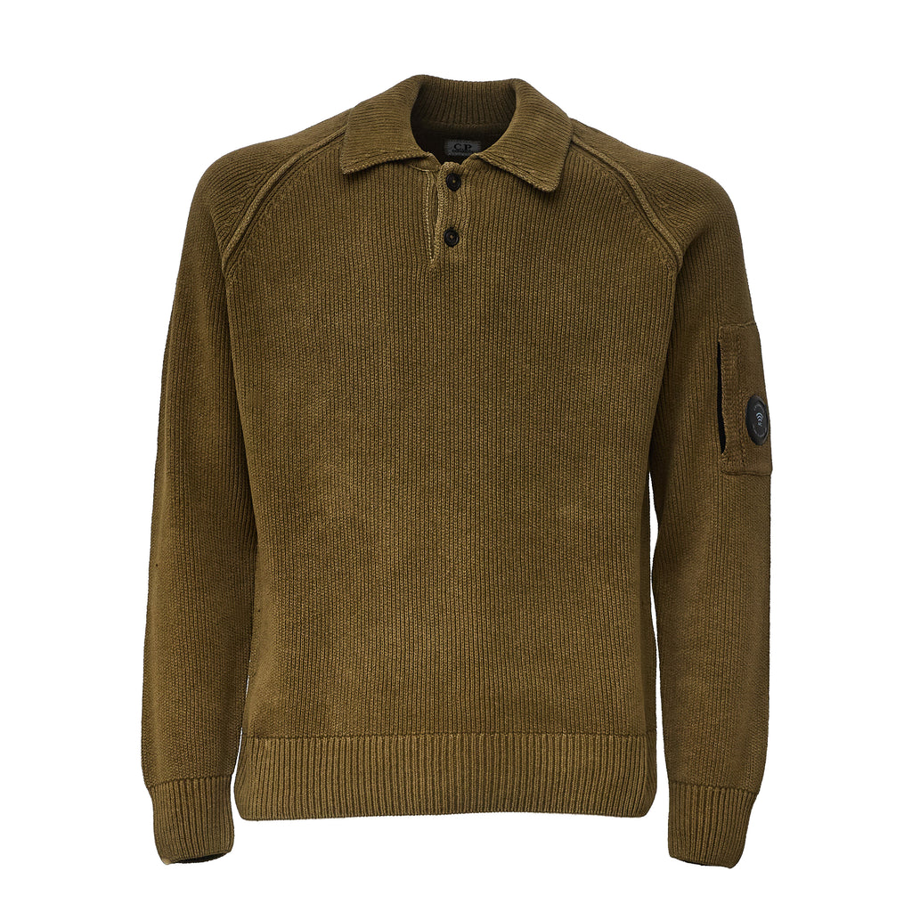 Chenille Cotton Polo Sweater