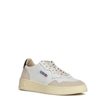 Sneakers Medalist Low In Pelle Bianca, Blu e Suede Beige