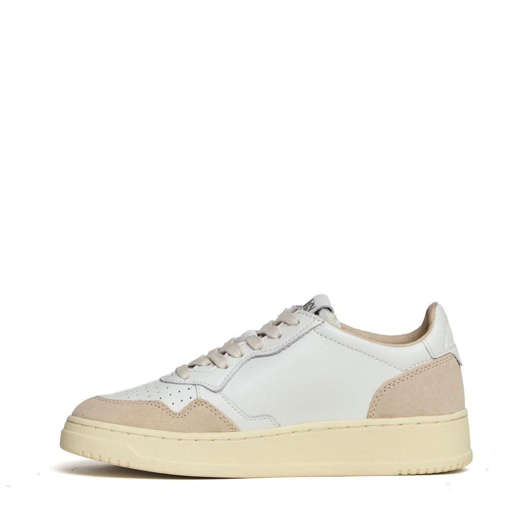 Sneakers Medalist Low In Pelle Bianca E Suede Beige