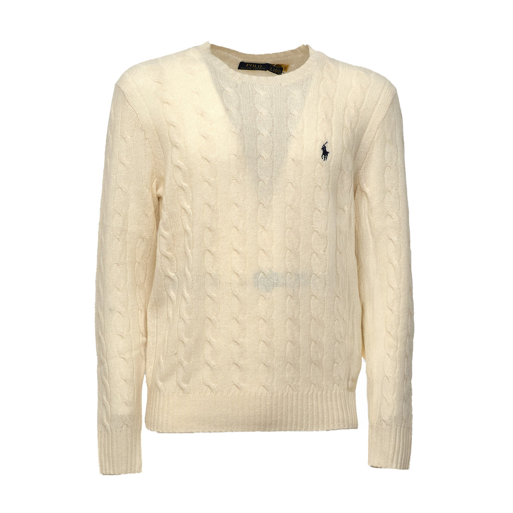 Cable-Knit Crewneck Pullover In Wool, Cashmere