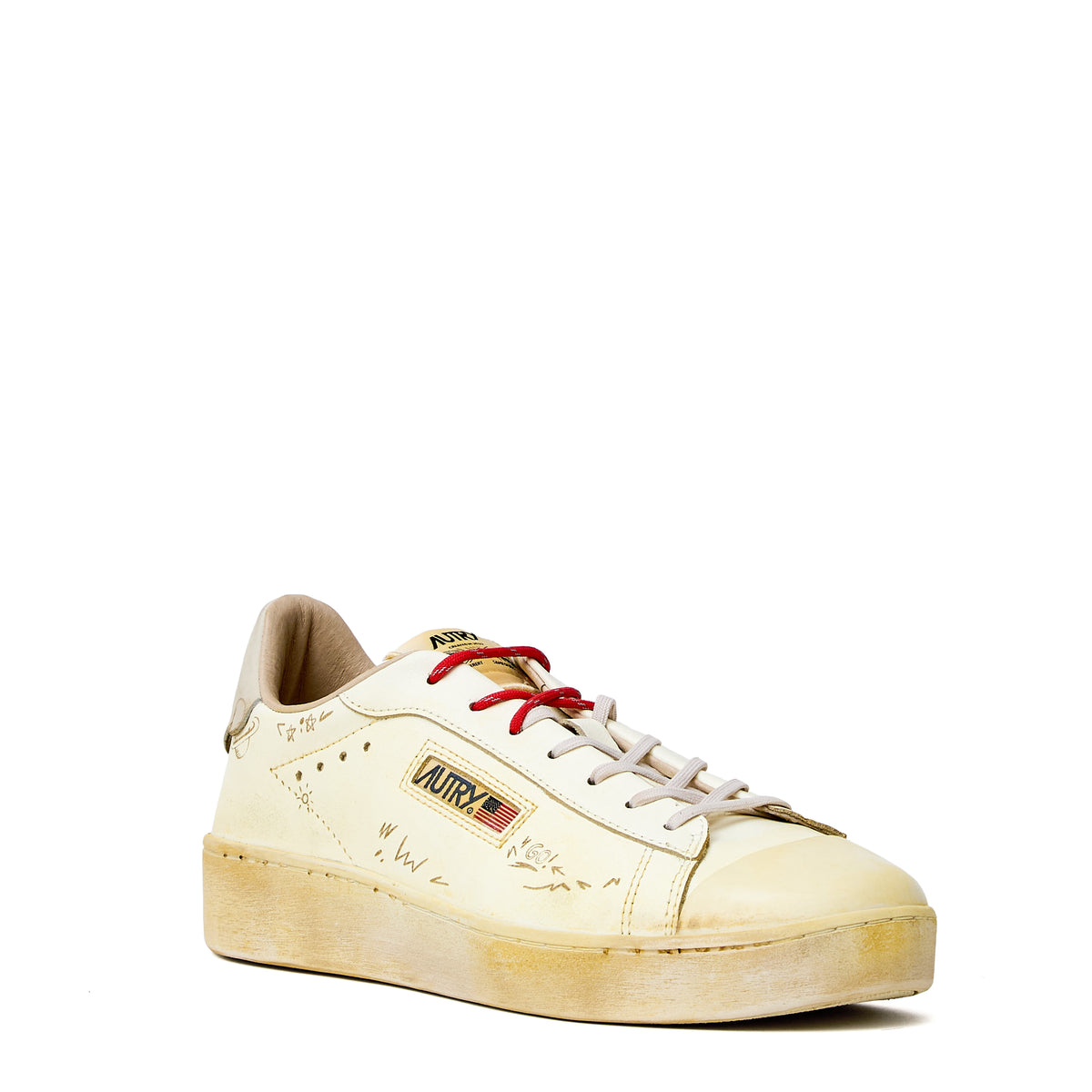 Sneakers Dallas Low Vintage In Pelle, Nabuk Marshmallow