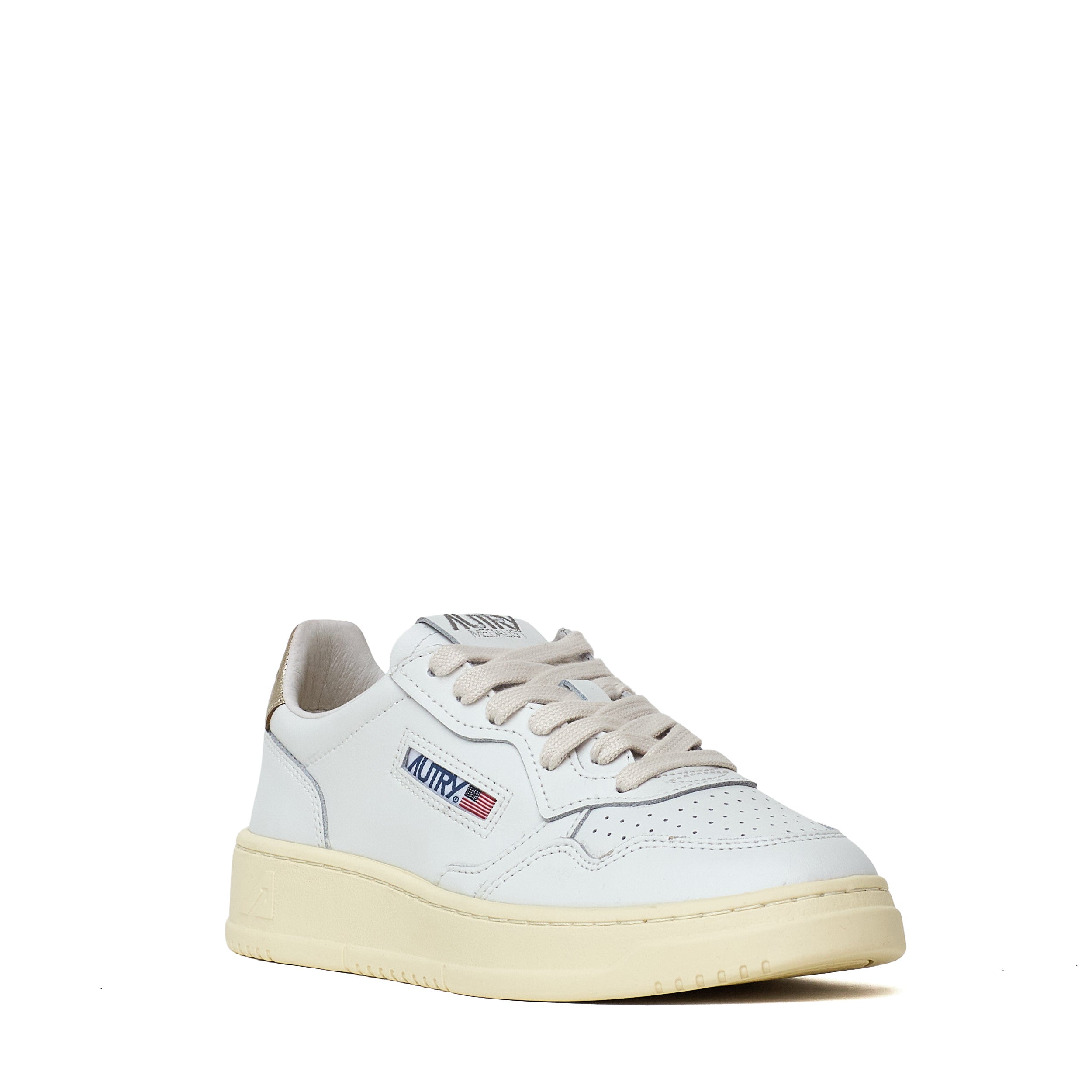 Sneakers Medalist Low In Pelle Bianca, Oro