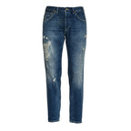 Jeans Brighton In Denim Blu Fisso Con Rottura Rammendata