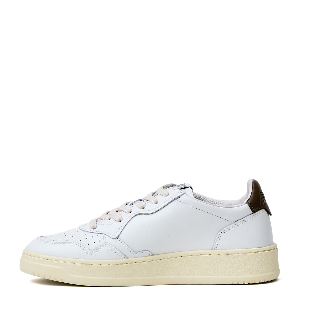 Sneakers Medalist Low In Pelle Bianca, Cioccolato