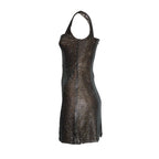 Gunmetal Rhinestone Mesh Mini Dress