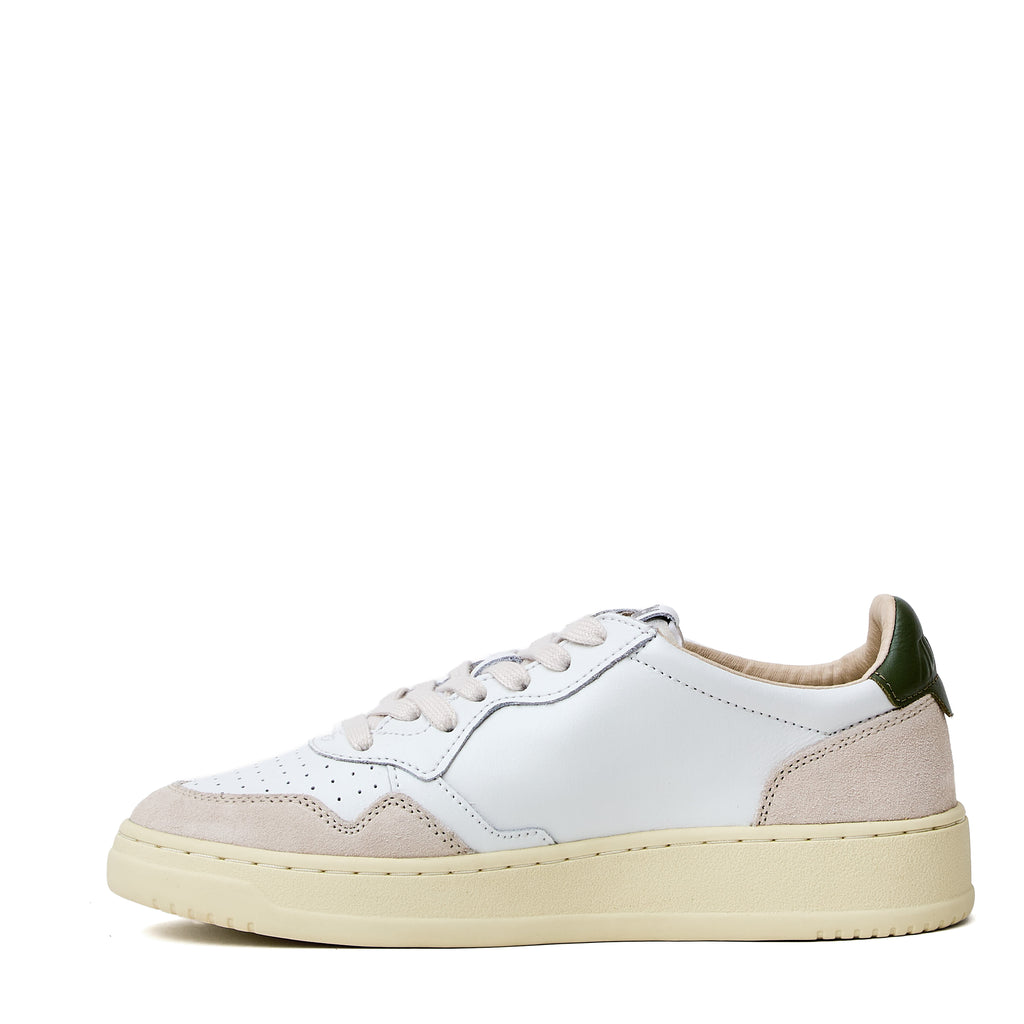 Sneakers Medalist Low In Pelle, Suede Bianco, Verde Bronzo