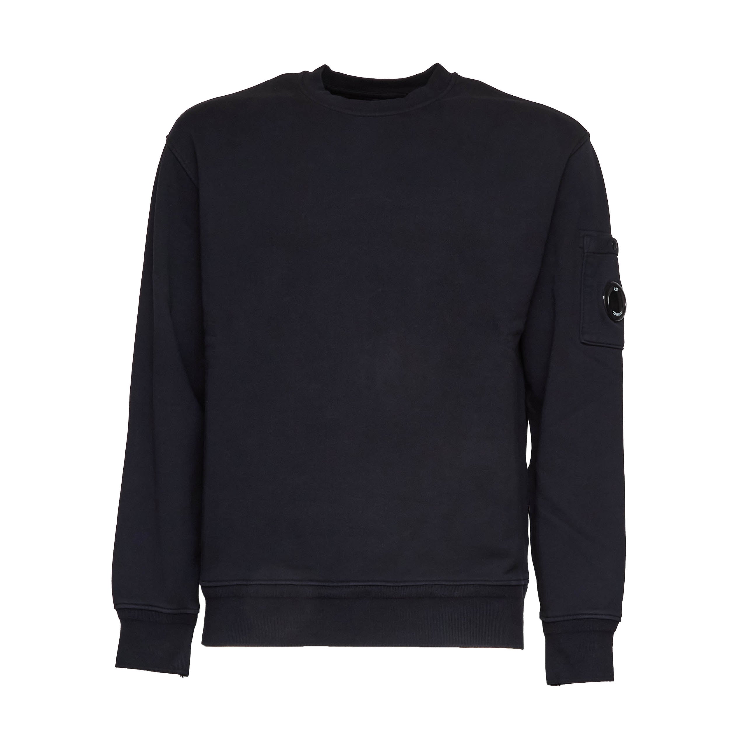 Cotton Diagonal Fleece Crewneck Lens Sweatshirt