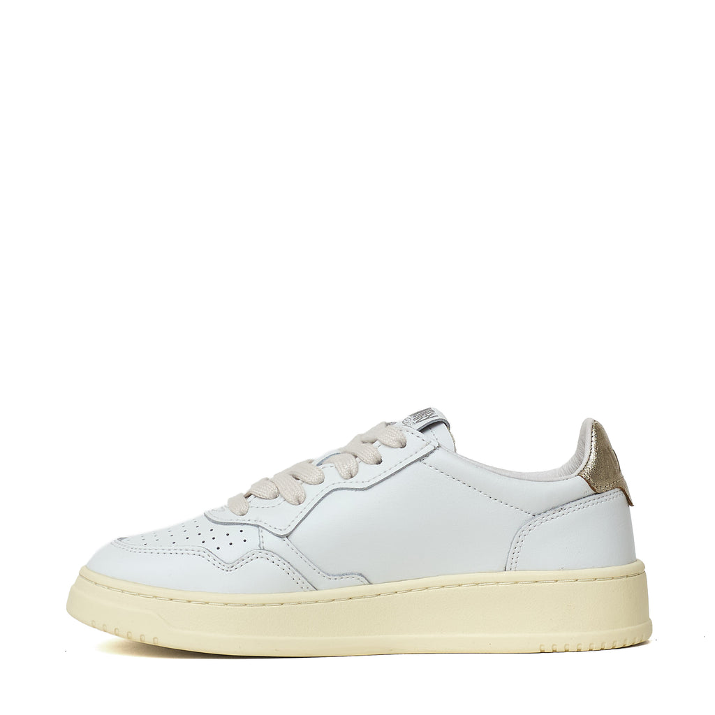 Sneakers Medalist Low In Pelle Bianca, Oro