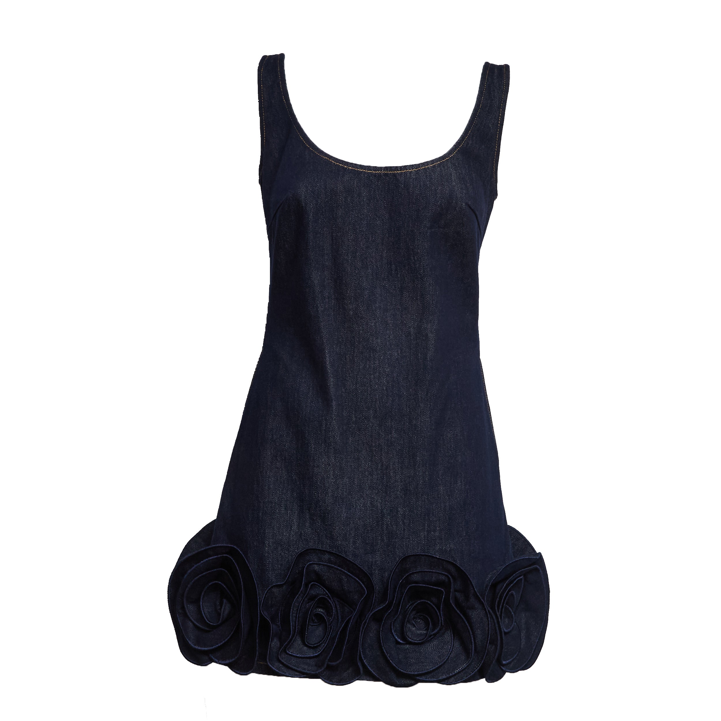 Indigo Denim 3D Flower Mini Dress